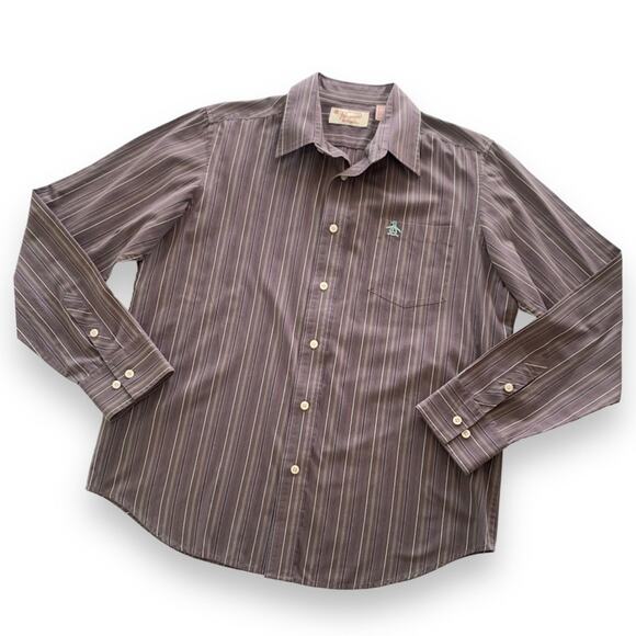 Original Penguin Men’s Striped Long Sleeve Button Down Shirt Size Large - Picture 1 of 9